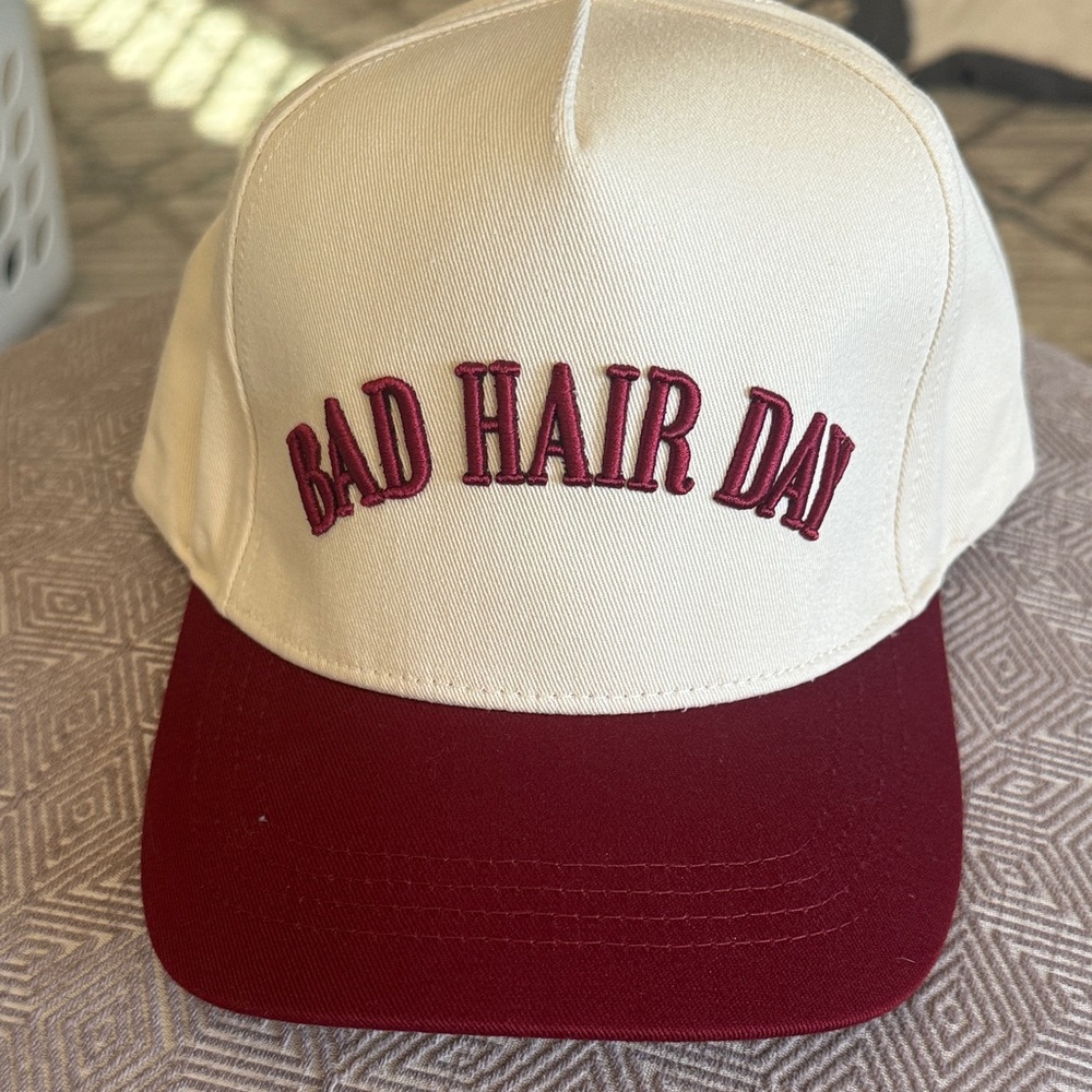 New- Bad Hair Day embroidered Cream hat